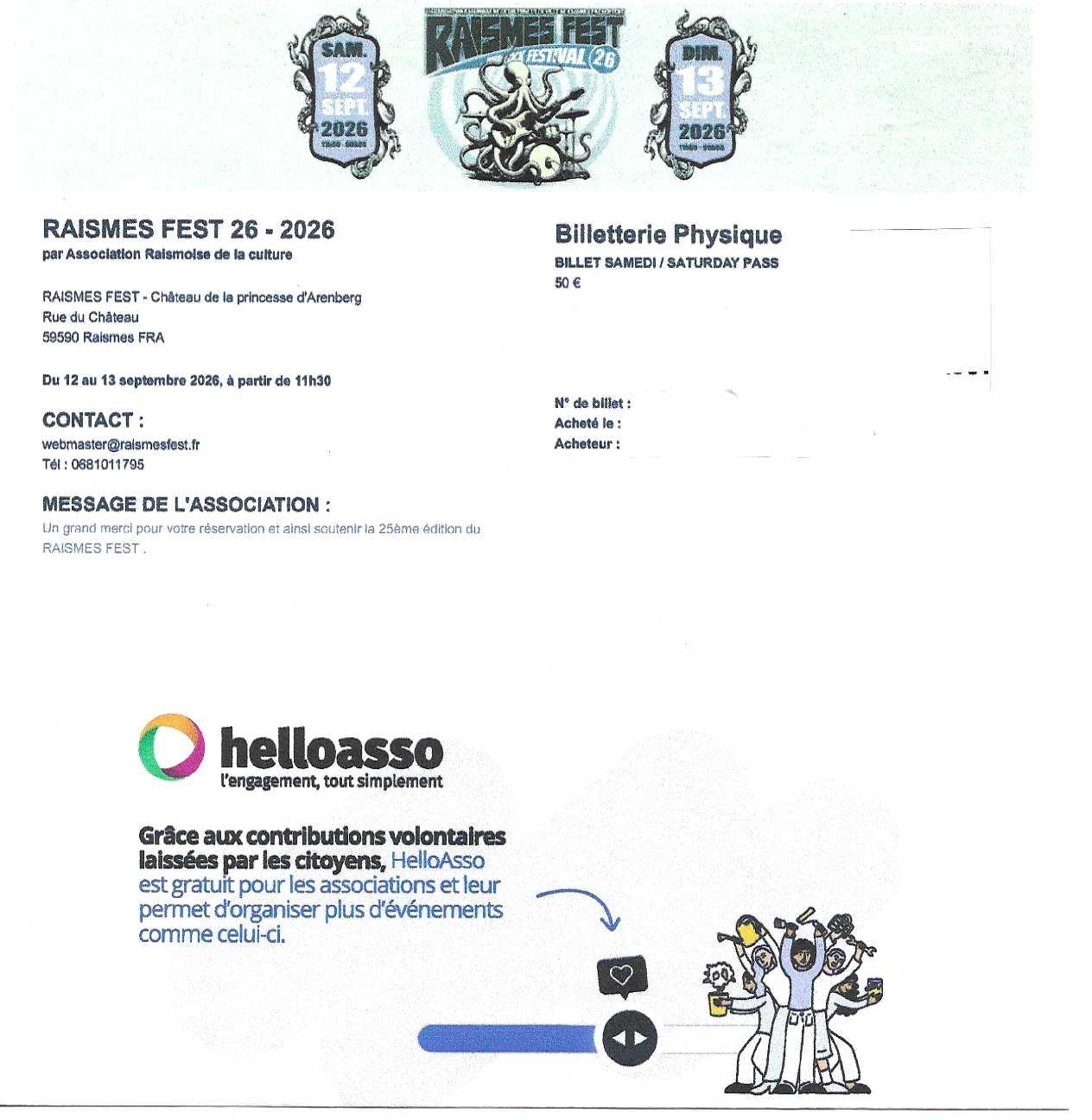 INFOS BILLETTERIE